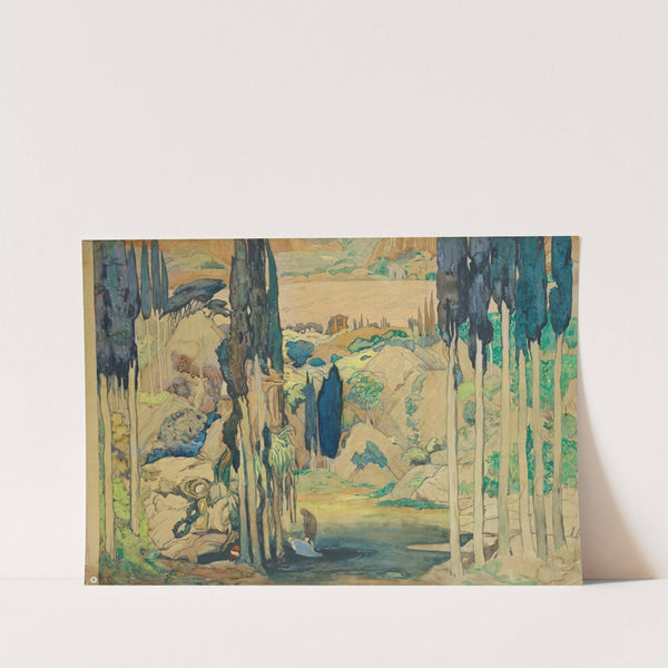 Stage design for 'Daphnis et Chloé'; Acts I and III by Léon Bakst