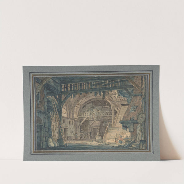 Stage Set Design of an Ancient Roman Ruin being Converted into a Barn by Johann Heinrich Ramberg