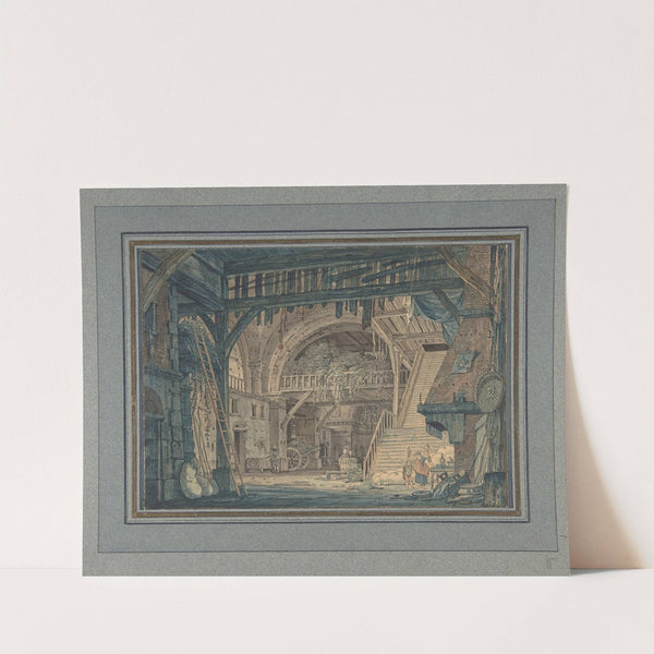 Stage Set Design of an Ancient Roman Ruin being Converted into a Barn by Johann Heinrich Ramberg