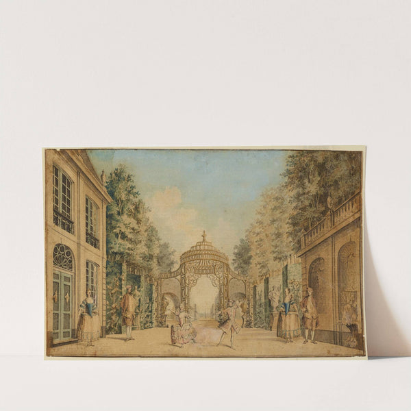 Stage Set with Actors and Dancers Performing (18th century) by Charles-François Hutin