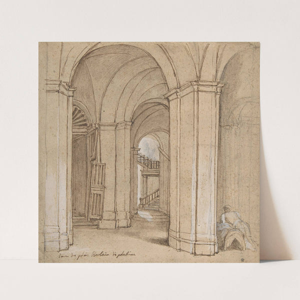 Staircase in the Palazzo Barberini, Palestrina by Charles-Joseph Natoire