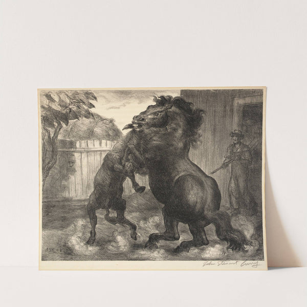 Stallion and Jack Fighting by John Steuart Curry