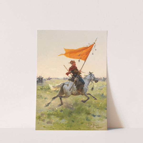 Standartenreiter auf dem Schlachtfeld by Jozef Brandt