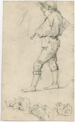 Standing boy with an oboe, three heads