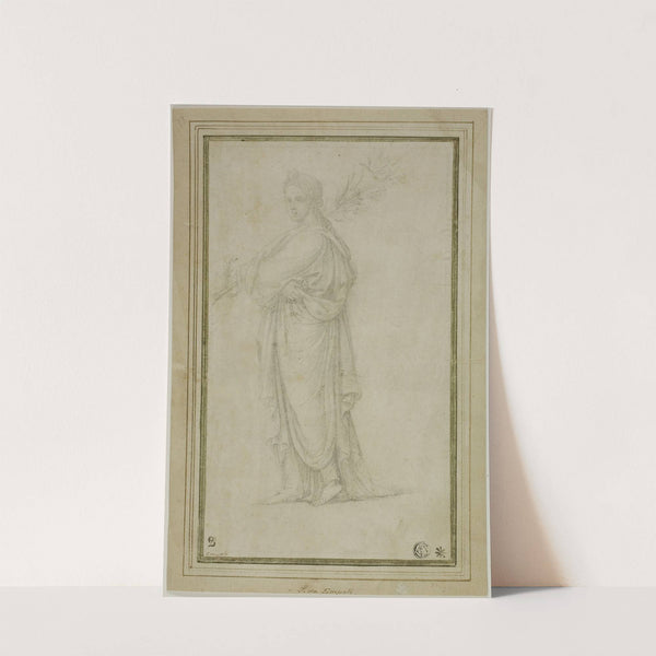 Standing Draped Female Figure Carrying Trumpet, Flowers by Circle of Girolamo Sellari