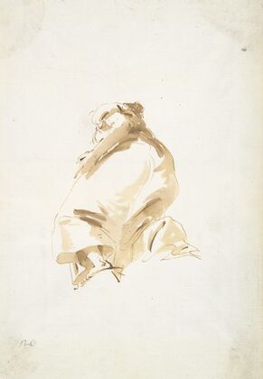 Standing female figure seen from the back and from below