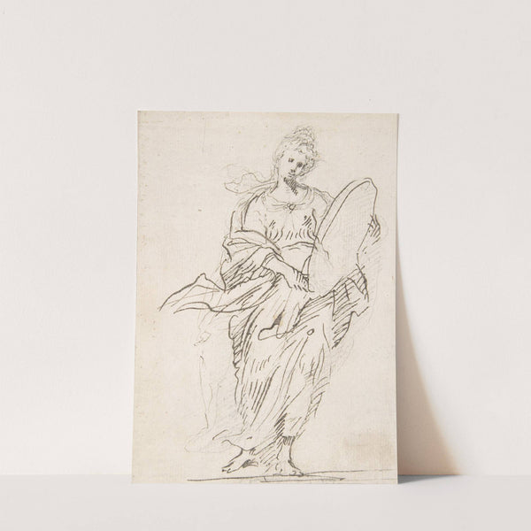 Standing Female Figure with Large Medallion by Pedro Duque y Cornejo