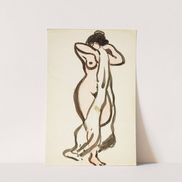 Standing Female Nude with Drape by Carl Newman