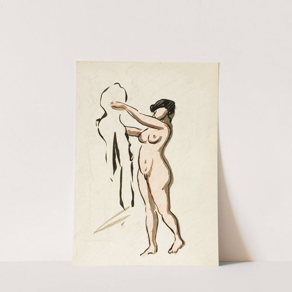 Standing Female Nude with Drape by Carl Newman
