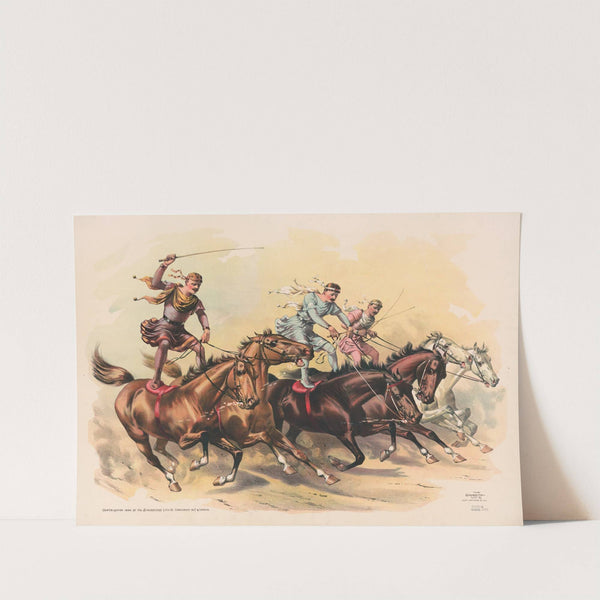 Standing horseback riders (1890) by Strobridge & Co. Lith