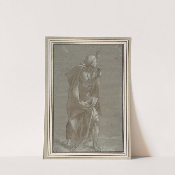 Standing Male Draped Figure With His Hands Raised by Giovanni Paolo Lomazzo