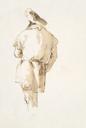 Standing male figure seen from behind