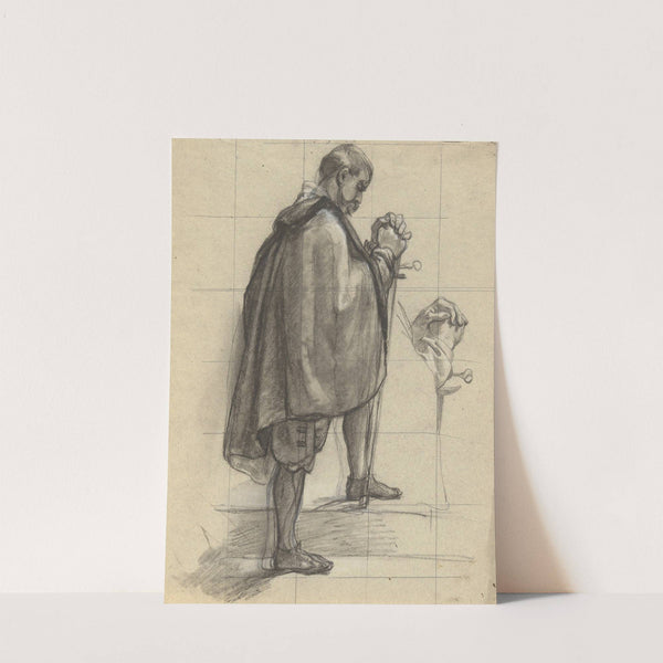 Standing Man, praying, sketch for Signing of the Compact in the Cabin of the Mayflower by Edwin White