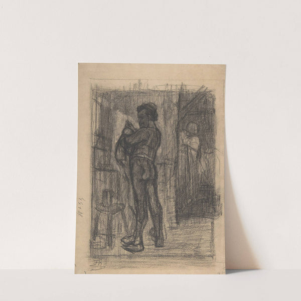 Standing man with beer mugs by Félicien Rops