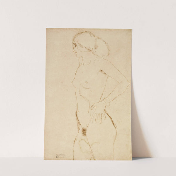 Standing nude girl, facing left (1910) by Gustav Klimt