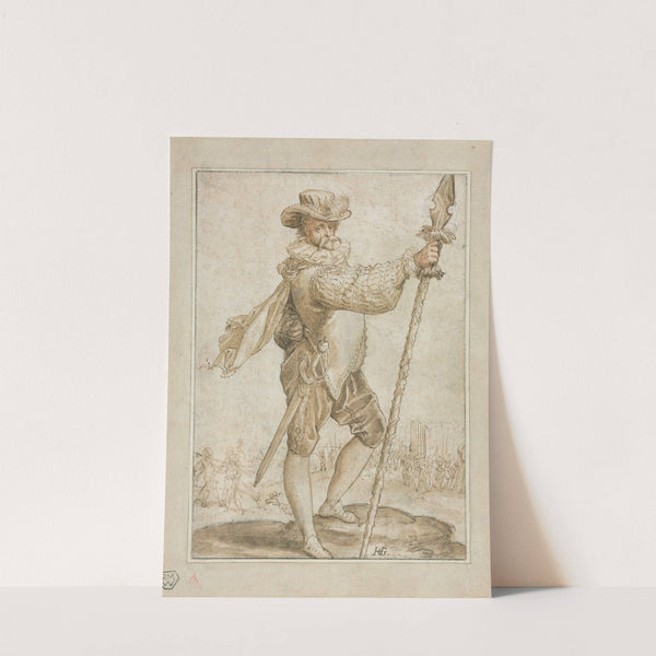Standing Officer Holding a Boar’s Spear (1586) by Hendrick Goltzius