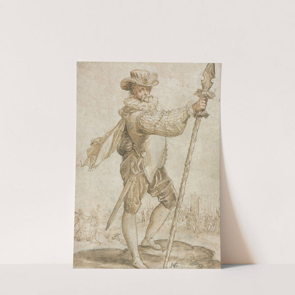 Standing Officer Holding a Boar's Spear by Hendrick Goltzius