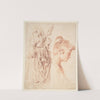Standing Woman Holding a Spindle, and Head of a Woman in Profile to Right by Jean-Antoine Watteau
