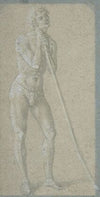 Standing Youth Leaning on a Long Staff