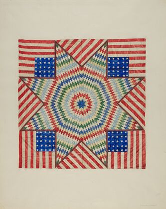 Star and Flag Design Quilt