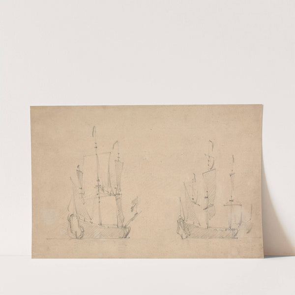 Starboard-quarter view of a Flagship in light airs by Willem van de Velde the Younger