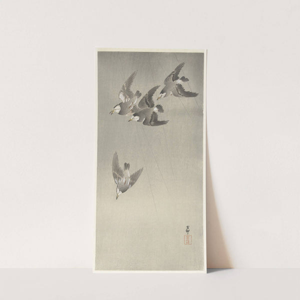 Starlings in the rain by Ohara Koson