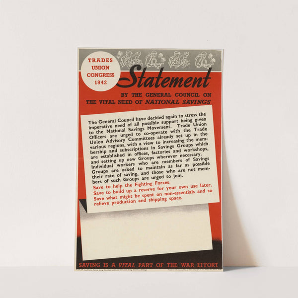 Statement by the General Council on the Vital Need of National Savings by Anonymous