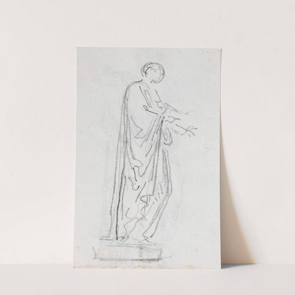 Statue of a Roman Woman (Female Deity) Seen from the Side (verso) (probably c. 1754-1765) by Hubert Robert