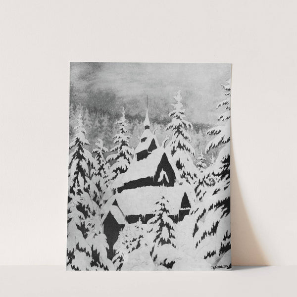 Stave Church in the Snow by Theodor Kittelsen