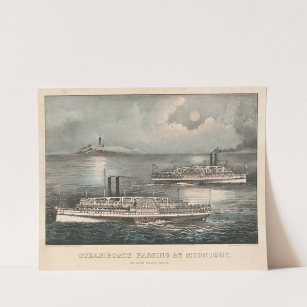 Steamboats passing at midnight; on Long Island by Currier & Ives.