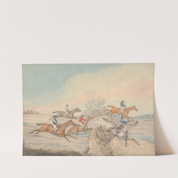 Steeplechasing; The Field taking a Stone Wall and Gate by Henry Thomas Alken
