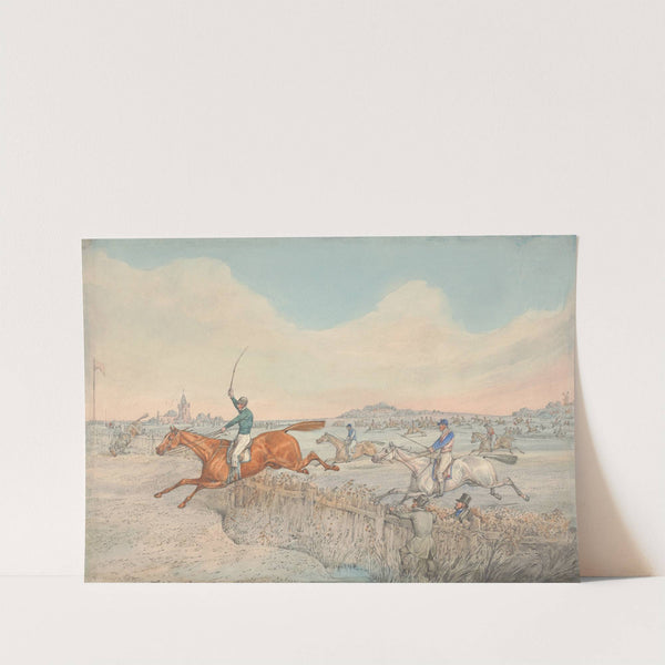 Steeplechasing; Two Riders Taking a Wooden Fence by Henry Thomas Alken