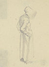Stehende alte Frau mit Schutenhut
