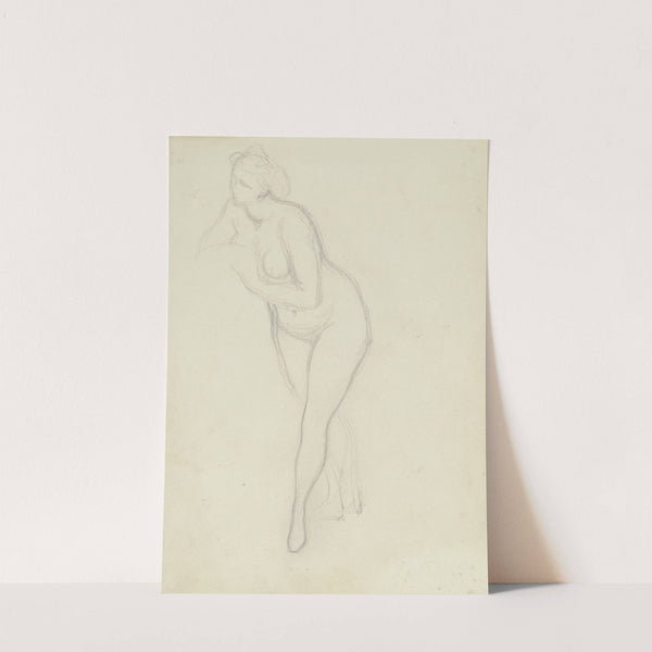 Stehende Frau als Aktfigur, aus 'Ritter Hartmut von Kronberg bei dem Reformator Oecolampadius in Basel' by Victor Müller