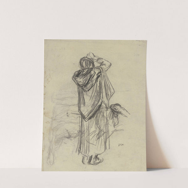 Stehende Frau, emporblickend, vom Rücken gesehen by Jean-François Millet