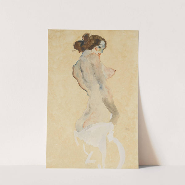 Stehender Akt mit weissen Tuch (Standing nude with white drapery) (1912) by Egon Schiele