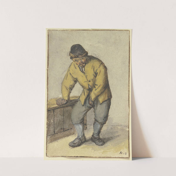 Stehender Bauer von vorn, seine Hose aufknöpfend by Adriaen van Ostade