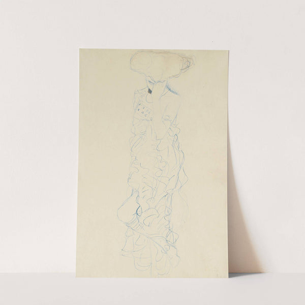 Stehender Halkbakt mit verdecktem Gesicht von vorne (Semi-Nude Woman Standing with Her Face Covered, Seen From the Front) by Gustav Klimt