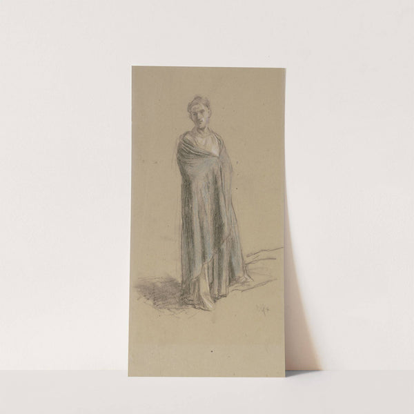 Stehender junger Mann in einem langen weißen Gewand und einem blauen Umhang by Wilhelm Steinhausen