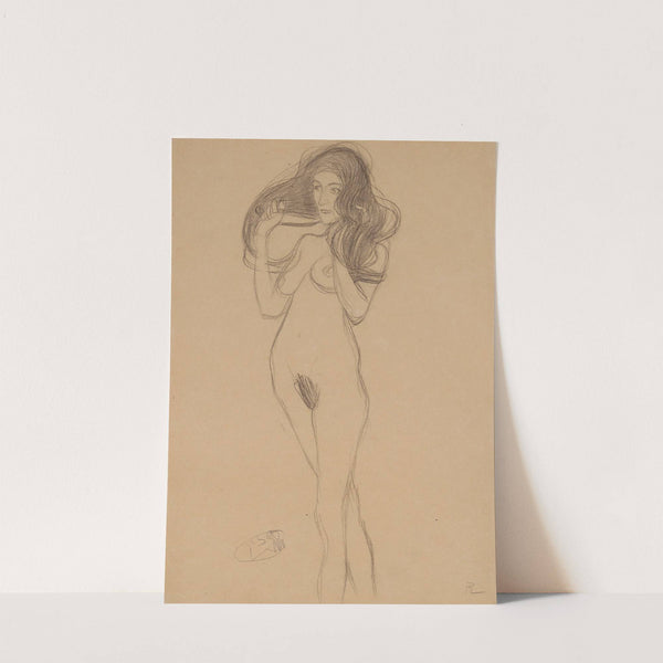 Stehender Mädchenakt nach links by Gustav Klimt