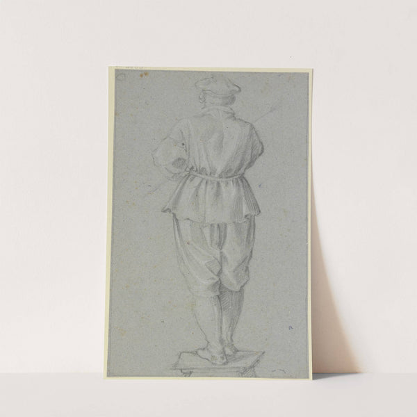 Stehender Mann auf einem Schemel in Rückenansicht by Alessandro Casolani