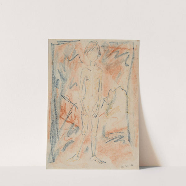 Stehender nackter Knabe von vorn mit herabhängenden Armen (1919) by Otto Mueller