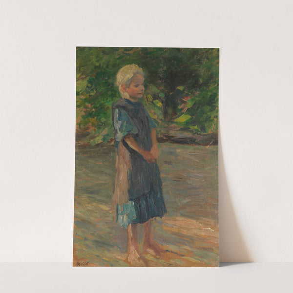 Stehendes Mädchen im blauen Kleid by Thomas Herbst