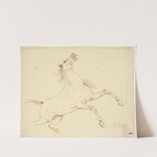 Steigerend paard (doortrek) by David Humbert de Superville