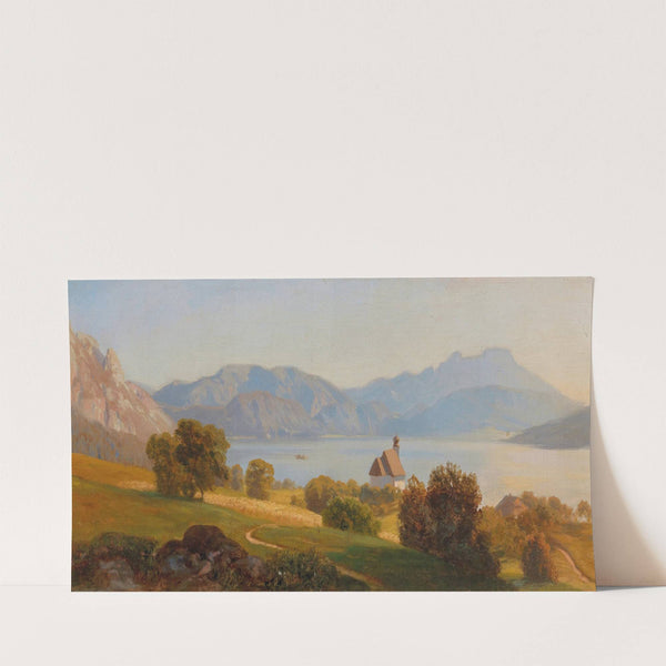 Steinbach On The Attersee With The Schafberg by Anton Hlavacek