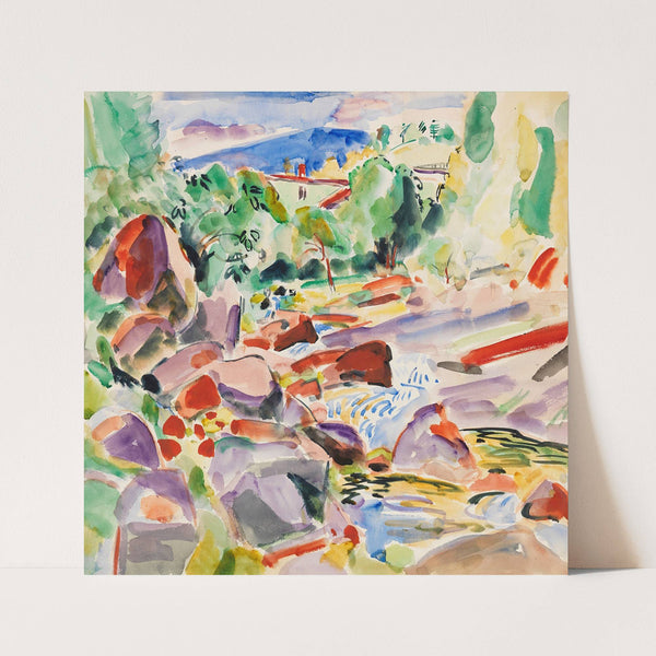 Steiniger Bach in südlicher Landschaft (1920) by Oskar Moll