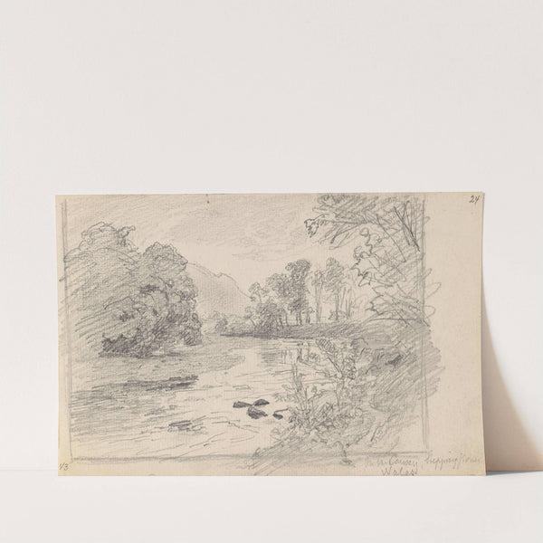 Stepping stones over River Conwy by Hans Gude