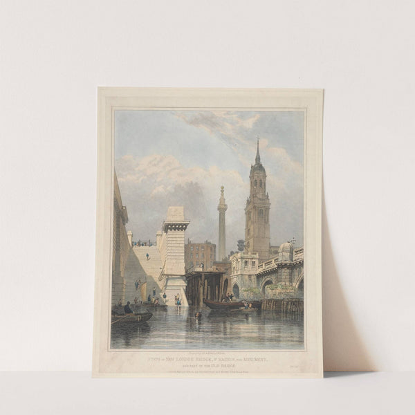 Steps of New London Bridge, St. Magnus, the Monument and Part of Old Bridge (1831) by Edward William Cooke