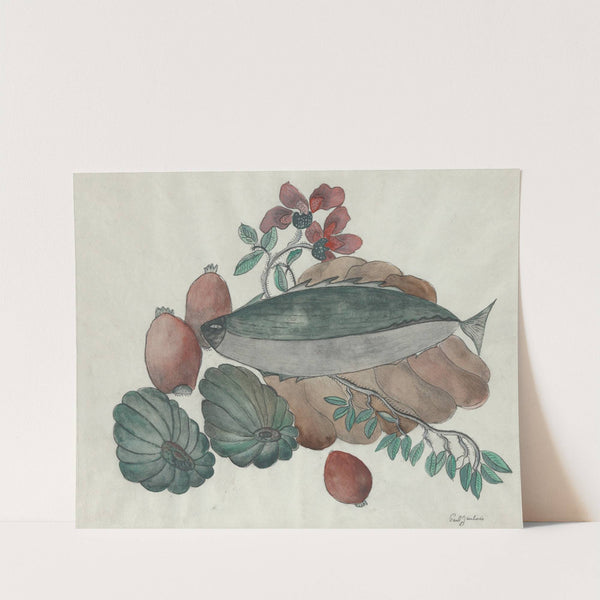 Still Life; Fish, Flowers and Vegetables by Paul Gaulois