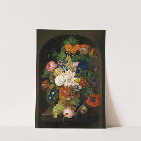 Still Life Of Flowers With Grapes by Johann Baptist Drechsler